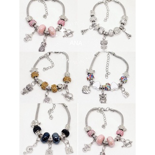 KIT 6 Pulseira pandora revenda Berloques Prateada, Rose e Dourada Estilo Feminina Presente (Modelo aleatório)
