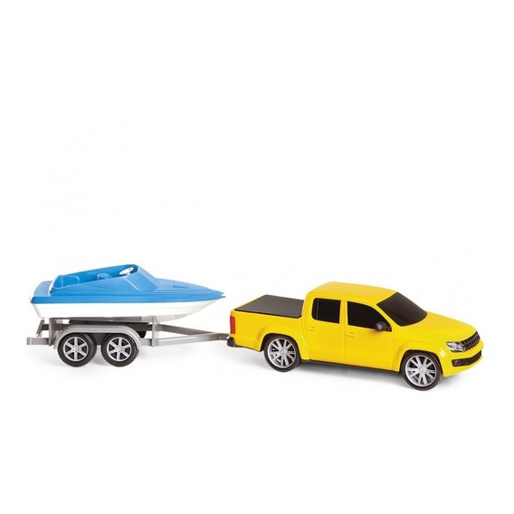 Carrinho Brinquedo Amarok Carreta Lancha Passeio Pescaria Reboque Engate Iate Mar Lago Lagoa Represa