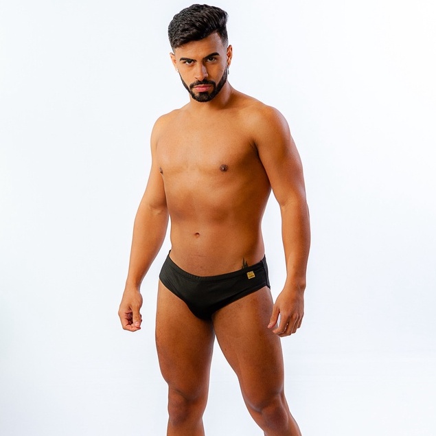 Sunga slim preta slip cavada forrada Fashion Power