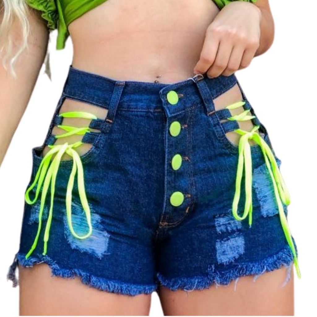 Short jeans hot sale neon feminino