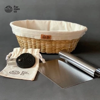 kit 1 banneton oval taboa, 1 risca pão e 1 espátula