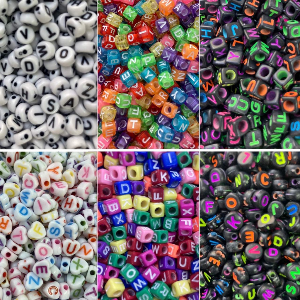 Miçanga Infantil 200 Letras 40g Alfabeto Bijuteria Entremeio