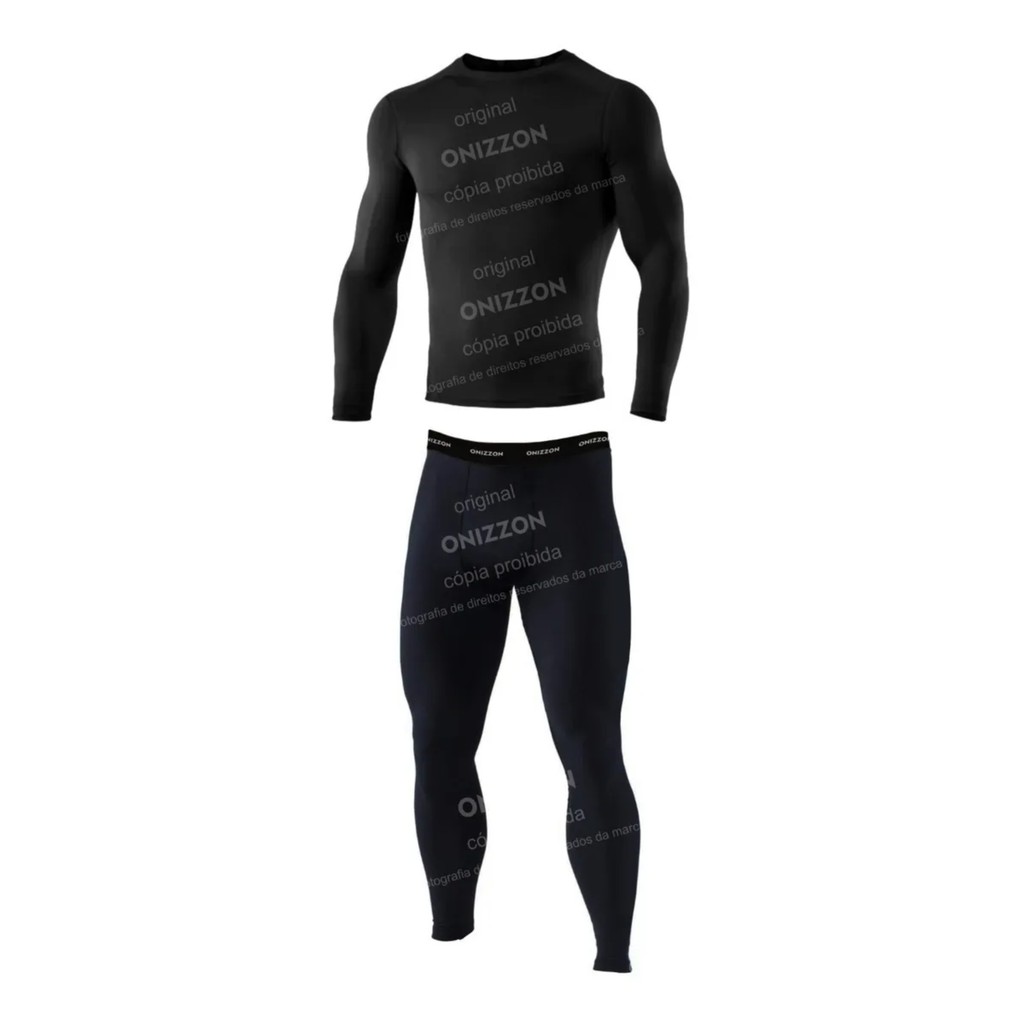 Conjunto Térmico Roupa Esportes Camisa + Legging Compressão Rash Guard Masculina