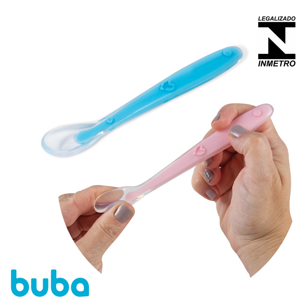 Colher De Silicone Macio Para Bebê Original Buba Introdução Alimentar ...