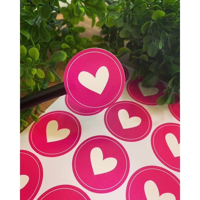 Kit 120 Adesivos coração rosa | Adesivo vinil lacre coração | Shopee Brasil
