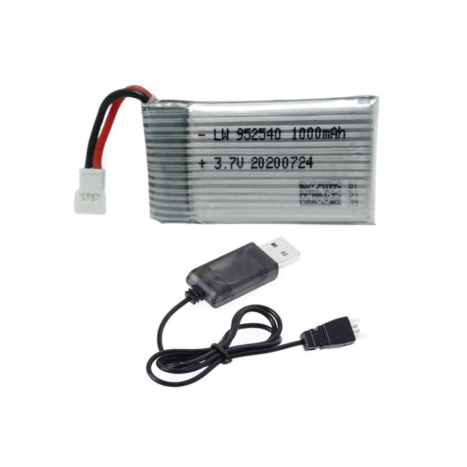 Kit Com 01 Bateria Para Drone Recarregável 3.7v 1000mah + Carregador 1x1