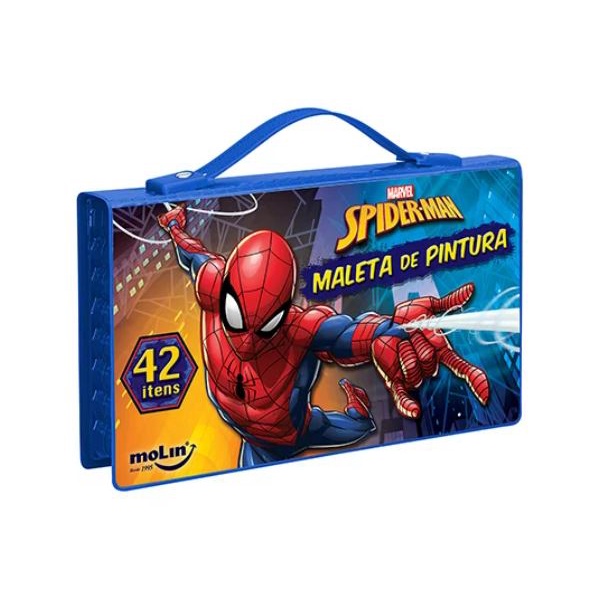 Maleta de Pintura Infantil Homem Aranha Material Escolar 42 itens Molin