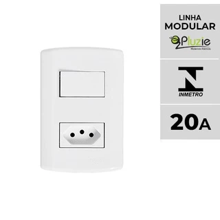 Interruptor 1 Tecla Simples + Tomada 20A 250V 4x2 Pluzie Pluzi Modular