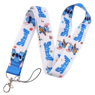 NATASHA Stitch Lanyard Azul Alienígena Ponto Desenho Animado Para Chave  Pingente Telefone Alça Porta-Chaves