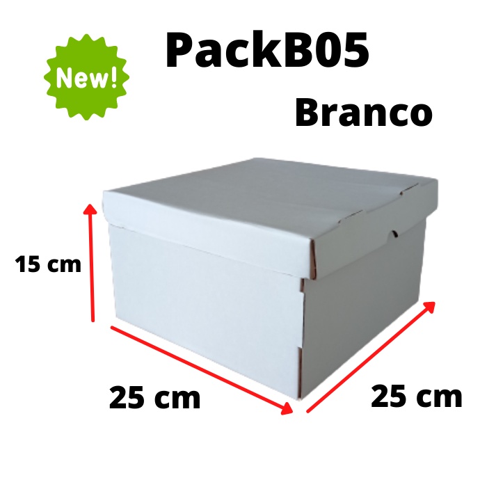 Caixa para Bolo Branco - 25 x 25 x 15 cm Direto de Fábrica n