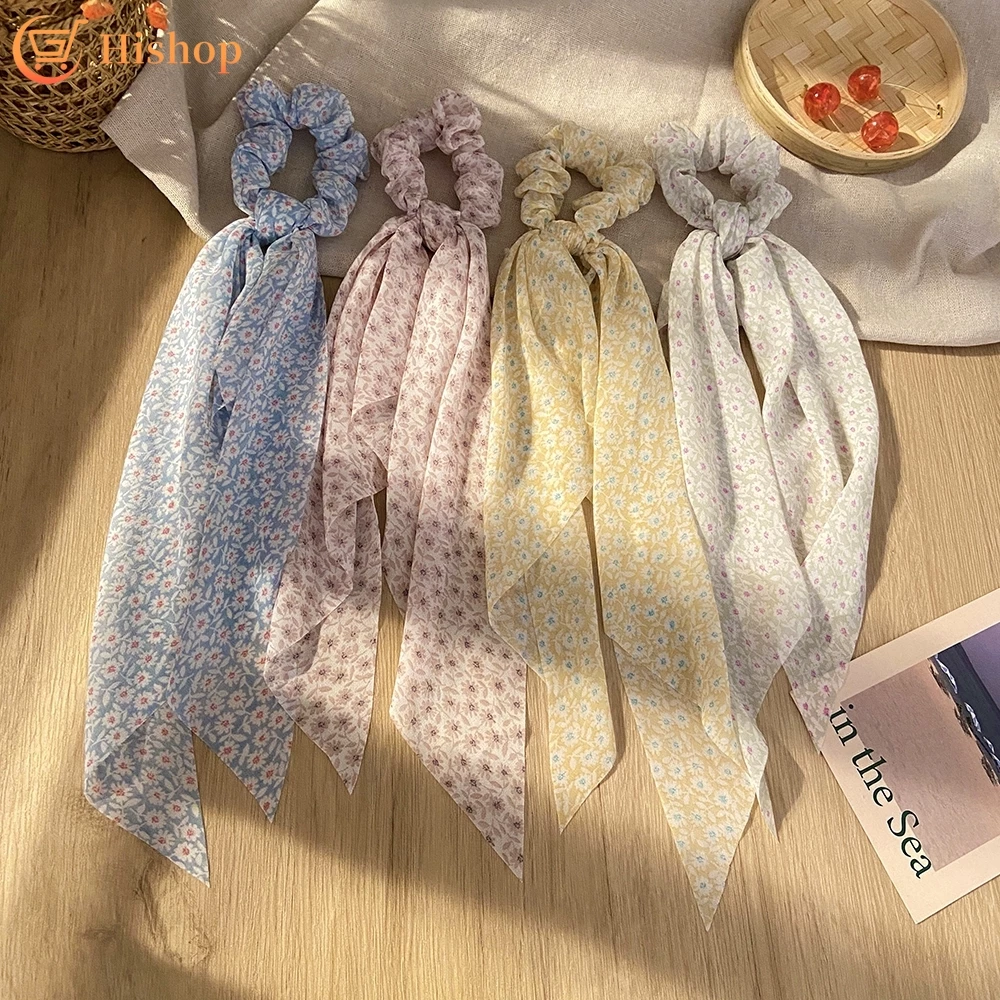 Cordão De Cabelo Com Pingente De Flores Coreanos Elástico De Borracha Para Rabo De Cavalo Scrunchies