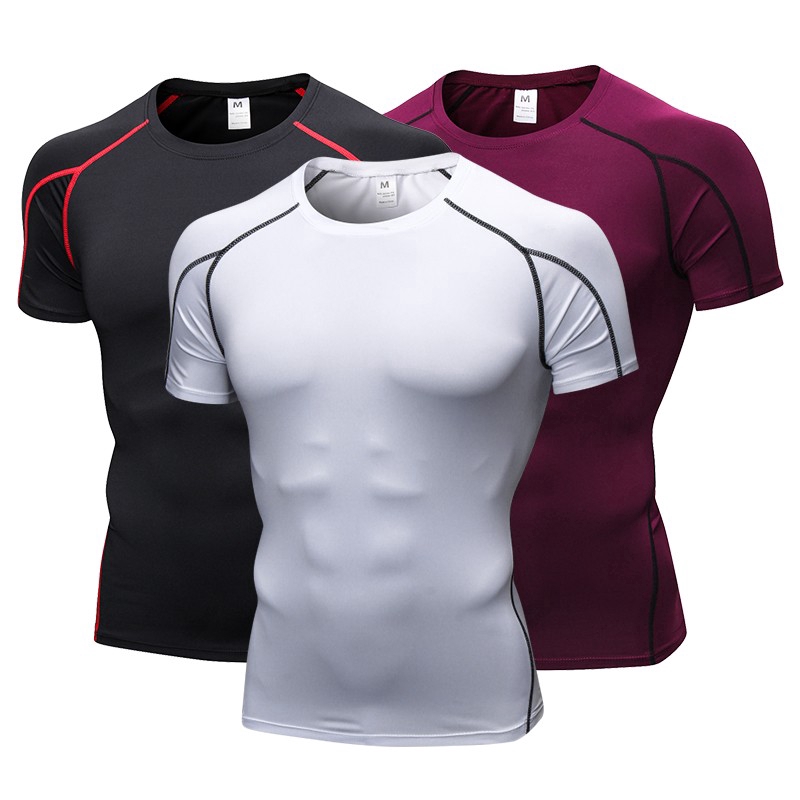 Camiseta Homem Compressão Secagem Rápida Fitness Justo Corrida Academia Top 1053