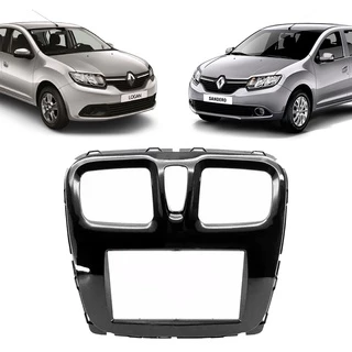 Moldura Central Painel 2 Din Renault Sandero Logan 2016 a 2018 Multimídia