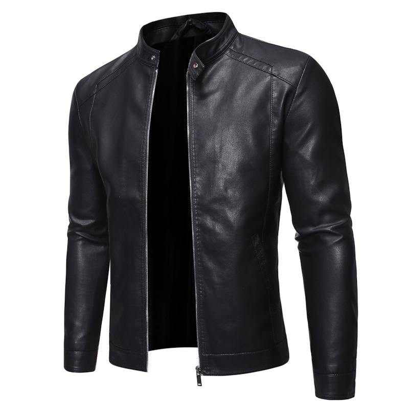 Jaqueta De Couro Masculina Versão Coreana Slim-Fit