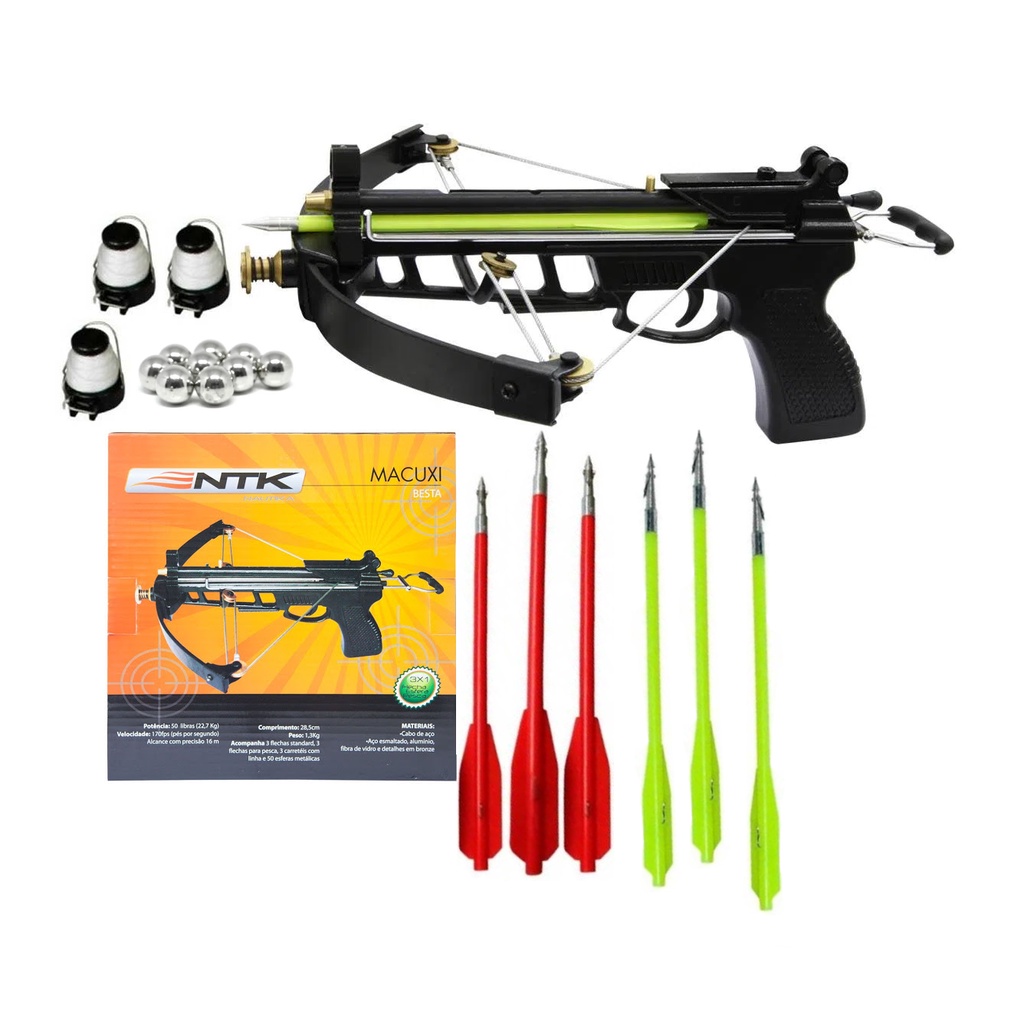 Balestra Besta Macuxi Tiro 50lbs Ntk + 10 Dardos + 20 Esfera