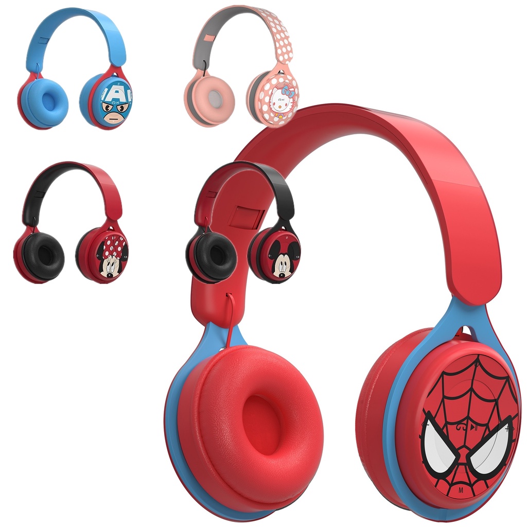 Marvel Fones Fone de Ouvido Ouvidos Sem Fio Infantil Headset Headphone Bluetooth Sem Fio Jogos com Microfone Original Homem Aranha Headphones e Headsets