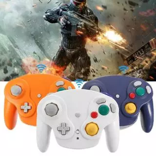 Manete / Gamepad / Controle de Jogo sem Fio / 2,4g / Receptor para Nintendo Gamecube / NGC / WII