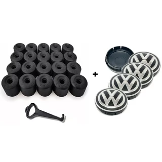 Kit 4 Calotinha Centro Roda Original Vw Fox Polo Voyage G6 + Capa Parafuso Roda Kit C/20 Unidades VW Fox Polo Bora Golf Jetta