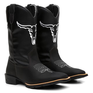 Bota Botina Texana masculina Country em couro legitimo Cara Do Boi