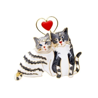 Broche Duplo De Gato Fofo Feminino / Bijuteria Fashion Animal Pinos