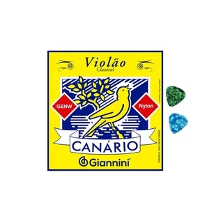 Encordoamento para Violão Náilon 6 cordas Giannini Canário GENW Média sem bolinha + 2 palhetas