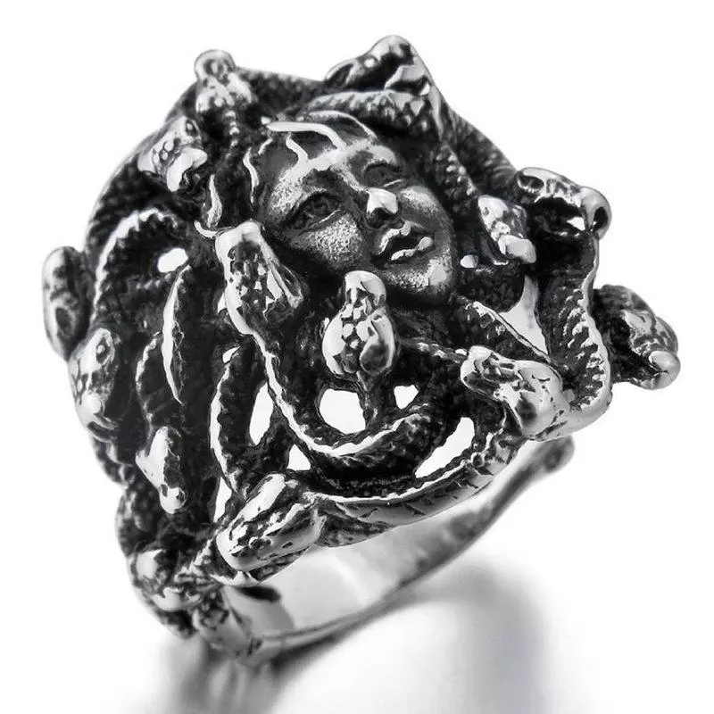 SeuSuk Antigo Mitologia Grega Ancient Duquesa Língua Vintage Bike Punk Style Anéis