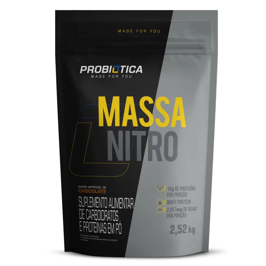 Hipercalórico Massa Nitro Refil 2.520g (2.52 kg) – Vários sabores – Proteínas concentrada e isolada – Probiotica – PRODUTO ORIGINAL
