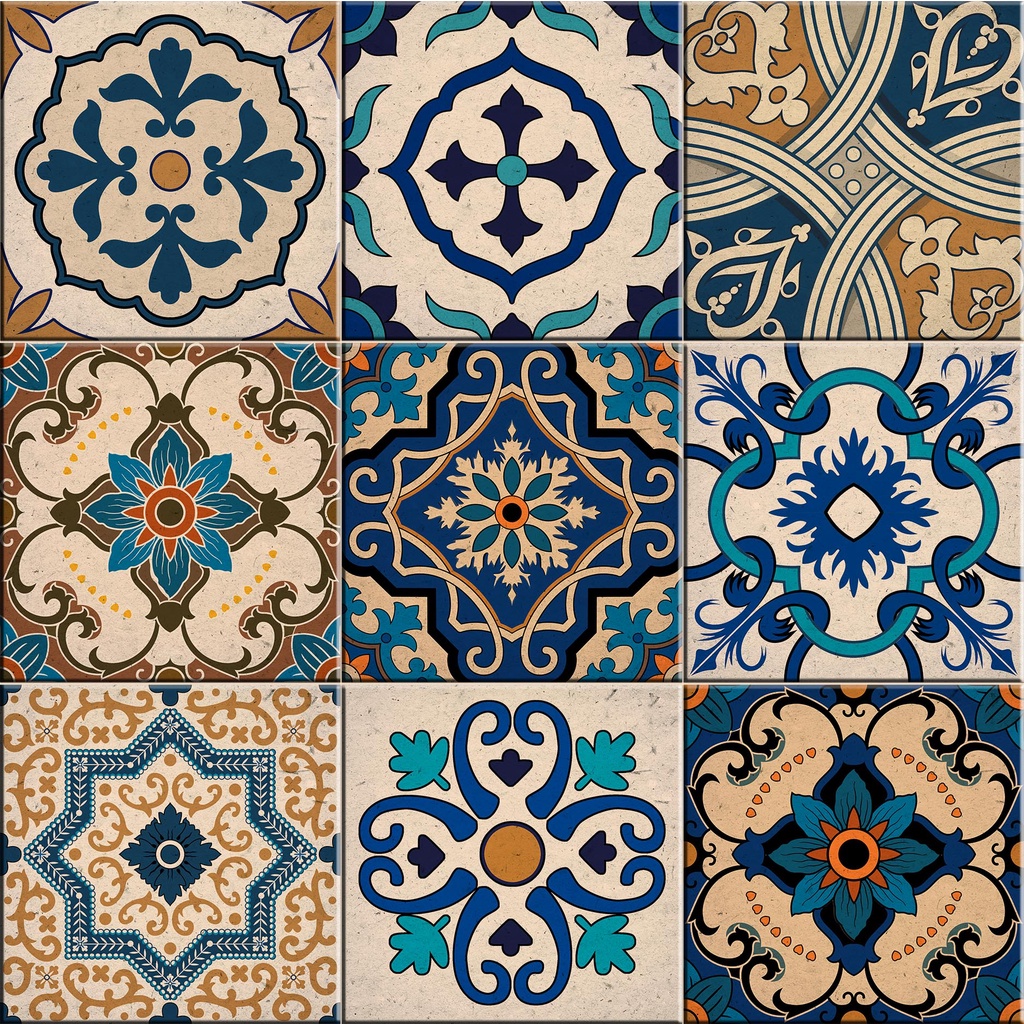 Azulejos Decorativos Estoril Kit 9 Peças 15x15cm.