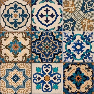Azulejos Decorativos Estoril Kit 9 Peças 15x15cm.
