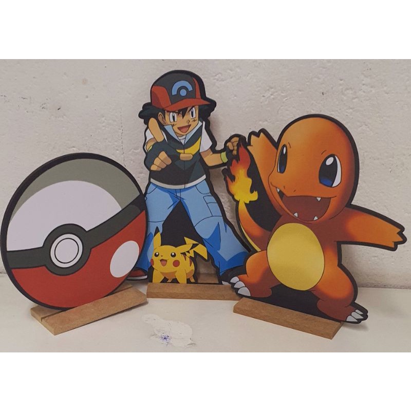 20 Centro de Mesa Pokemon com Nome mdf Adesivado Lindo