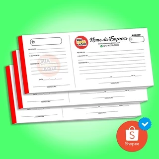 Bloco Recibo, Personalizado 3unid - 20x9,5cm