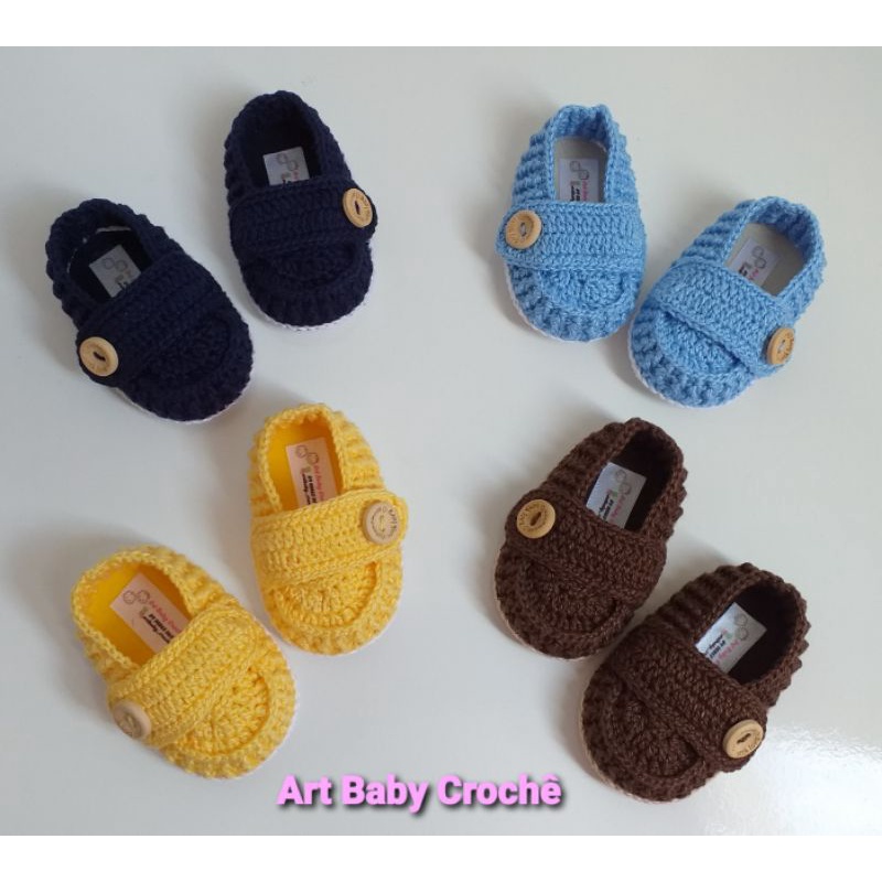 Sapatinho mocassim de croche best sale para bebe