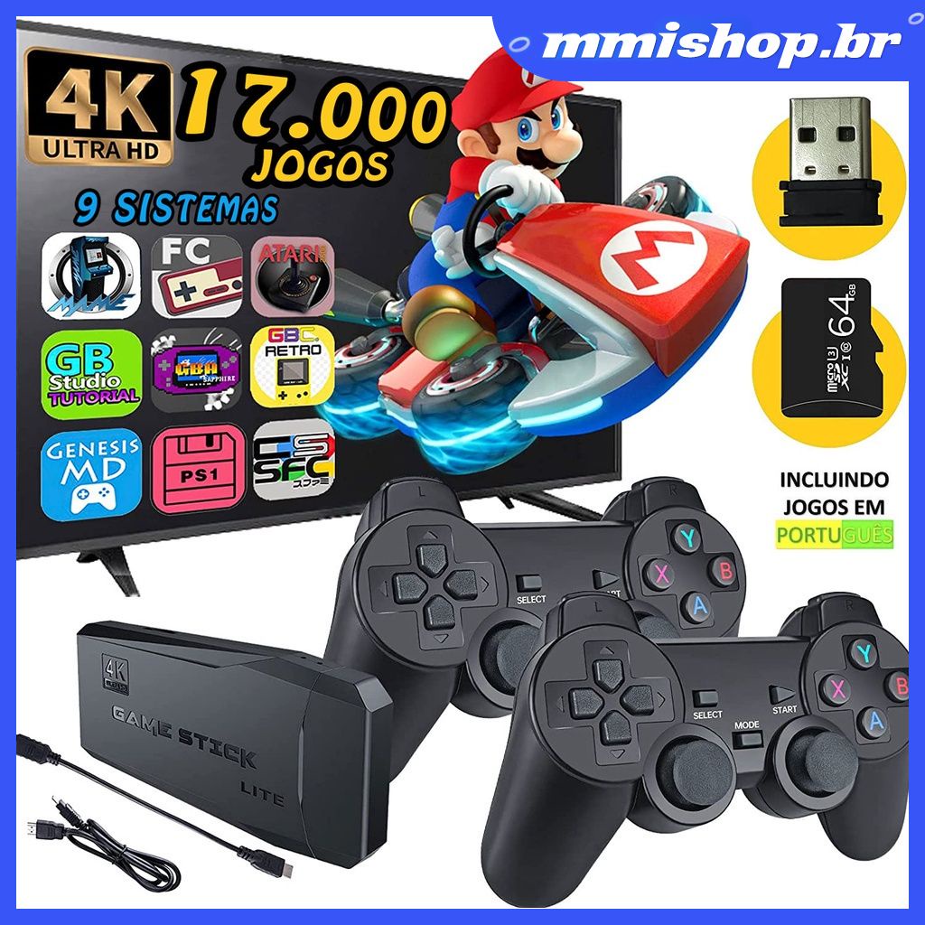 Blulory 4k Smart Video Game Tv Stick 10.000 jogos, 32/64Gb link