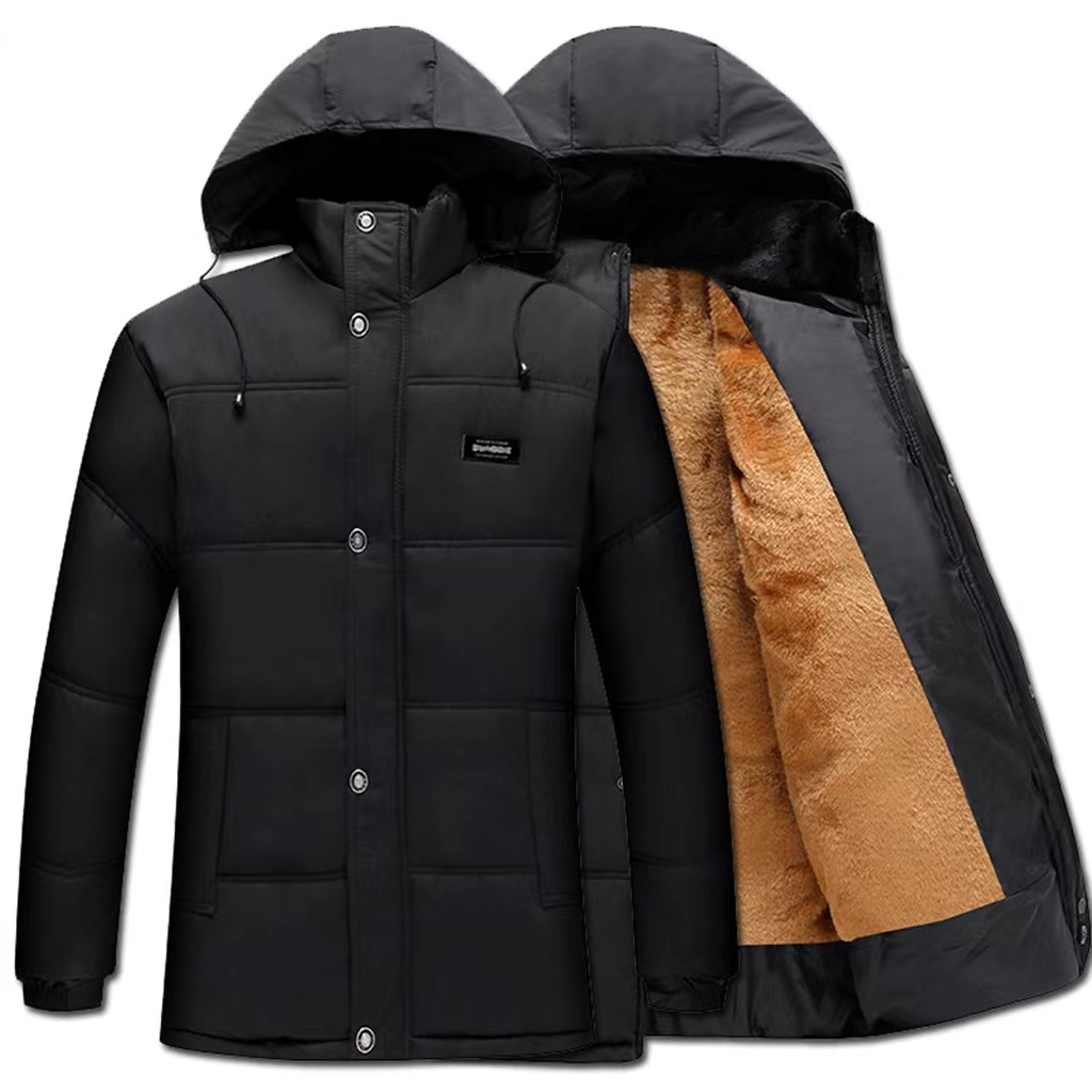 Jaqueta De Inverno Com Capuz Esportivo De Lã Grossa Acolchoada