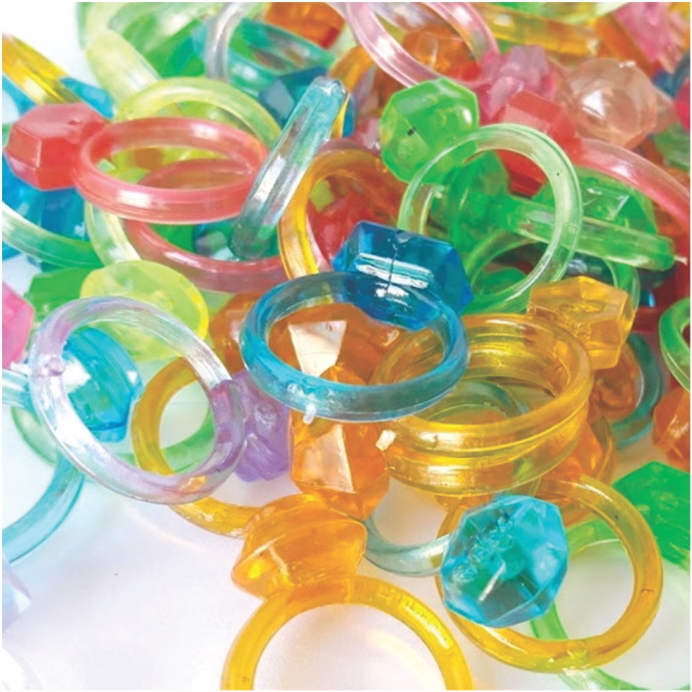 Kit 50 Anel Plástico Em Cores Mini Brinquedo Para Festa e Sacolinhas
