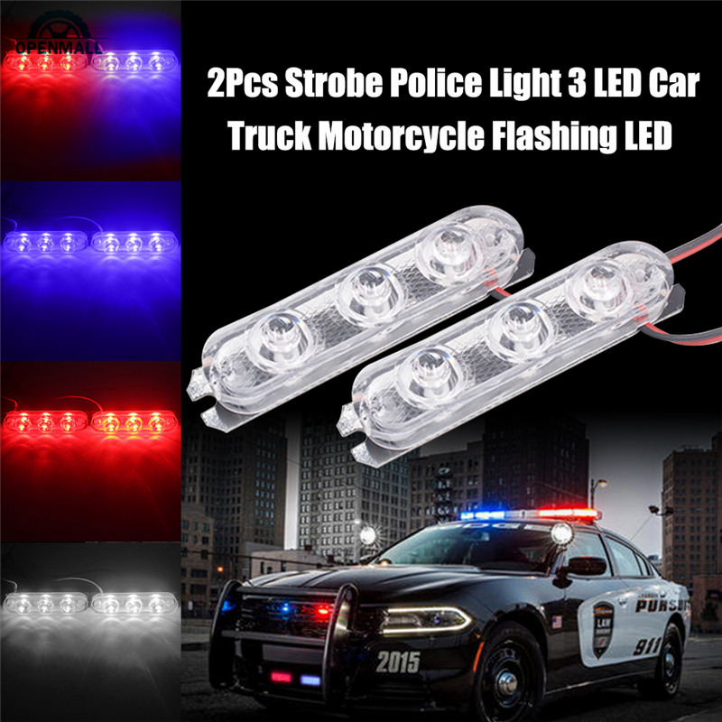 2Pcs Strobe Light 3 LED Car Truck Motorcycle Flashing Emergency Warning Rear Tail Brake Stop Led