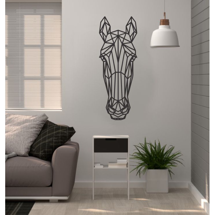 Quadro Decorativo Vazado Cavalo Marinho Geométrico MDF 3mm Preto