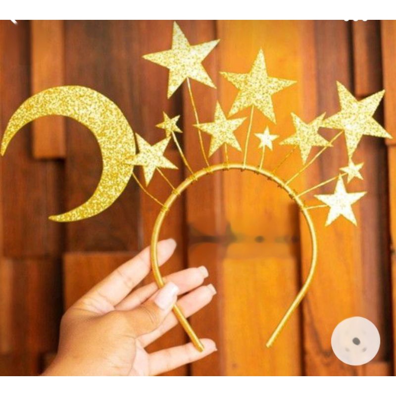 Tiara Carnaval Estrelas E Lua Dourado Shopee Brasil