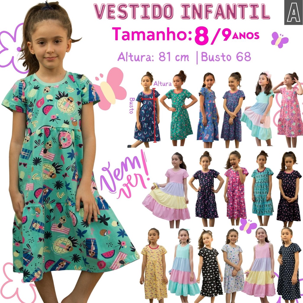 Vestido infantil tamanho store 8