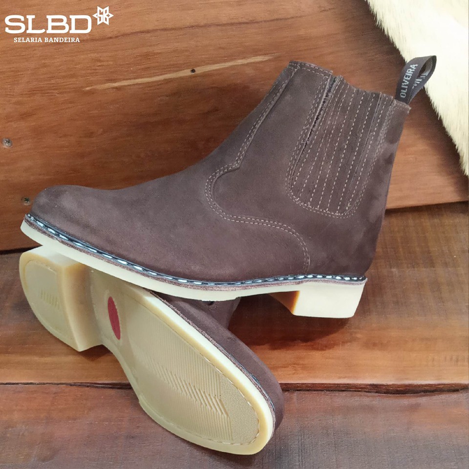 Botina Sapatão Oliveira De Couro Vira Francesa Ref 04 Marrom