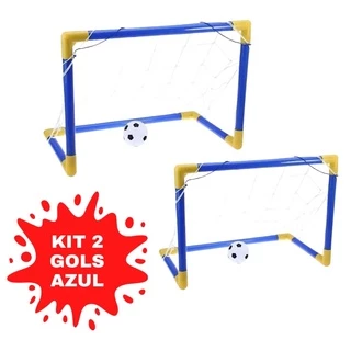 Kit 2 Trave Golzinho Futebol Rede e Bola brinquedo para menino