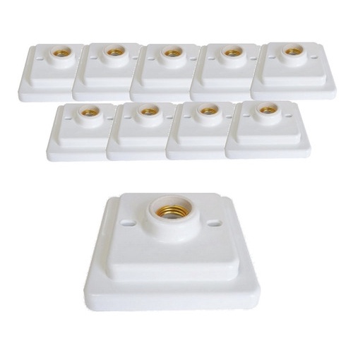 Kit 10 Plafon Luminária Branco Quadrado Bocal Porcelana 100w
