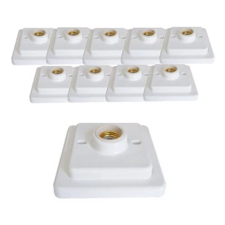 Kit 10 Plafon Luminária Branco Quadrado Bocal Porcelana 100w