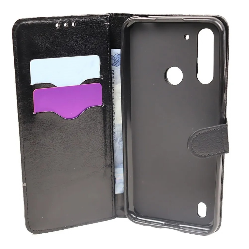 HualuBro Cover per Motorola Moto G8 Power Lite, Flip Cover a Libro in Retro PU Pelle Magnetica Antiurto Case Portafoglio Custodia per Motorola Moto G8 Power Lite Cover (Nero