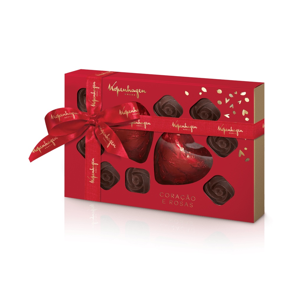 Coração e Rosas De Chocolate 280G kopenhagen Chocolate Shopee Brasil