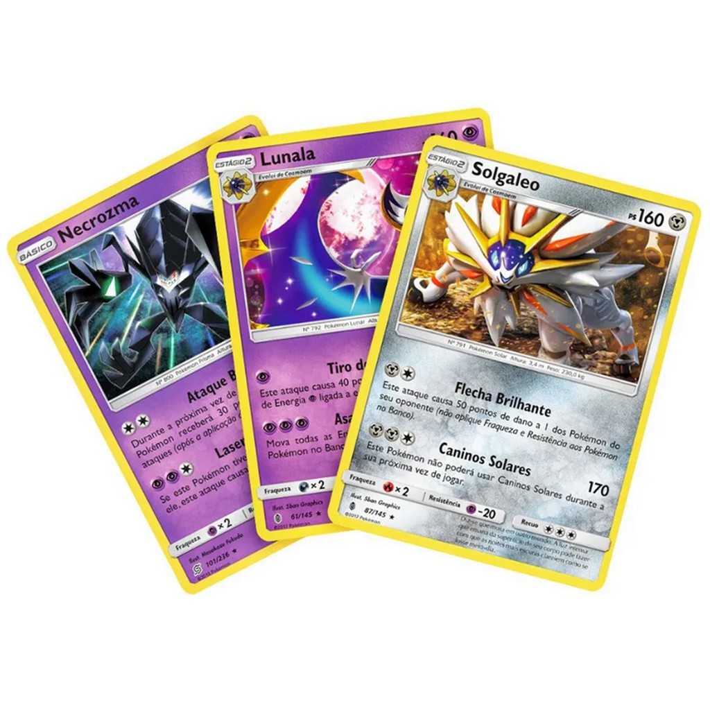 Kit Pokémon Lendário Solgaleo Gx Lunala Gx Ultra Necrozma Gx