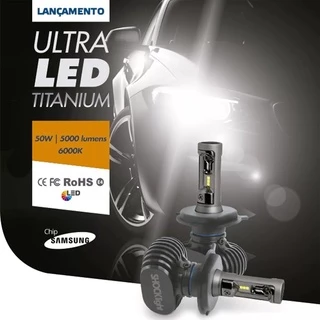 Lâmpadas Ultra Led Titanium Encaixe Hb3 6000k 10000 Lúmens 9/32v Bivolt Potência 25W - Shocklight
