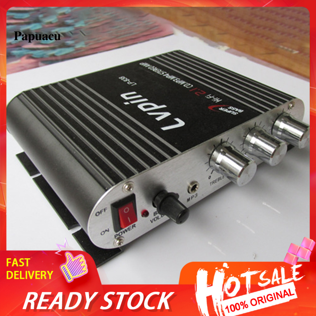 Qc Lvpin838 Subwoofer Amplificador De Rádio Estéreo De 2.1 Canais Super Bass Hifi 12v Cd Mp3 Mp4