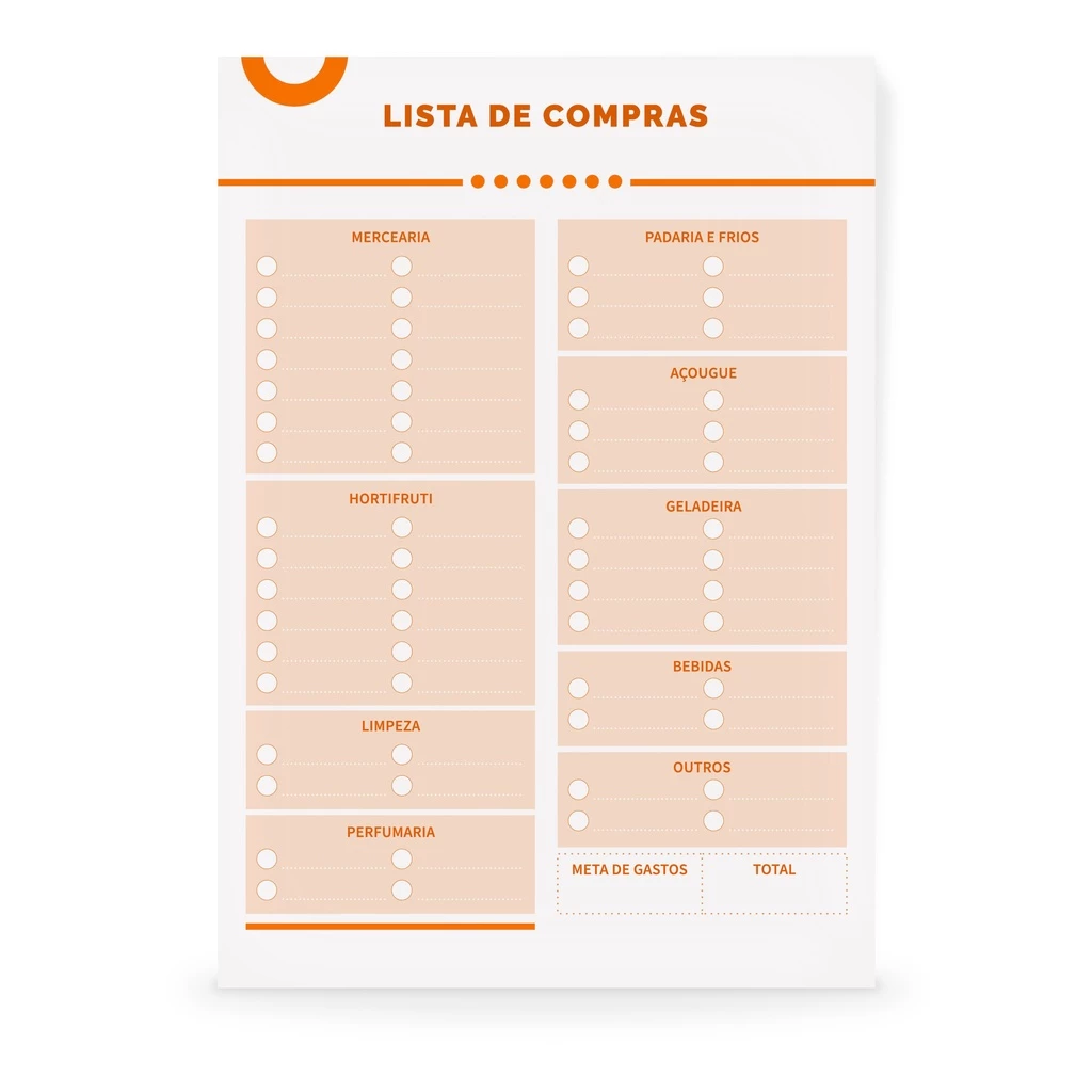 Bloco Destacável de Compras em Supermercado 90 Folhas 21x14cm - Lista de Compras A5