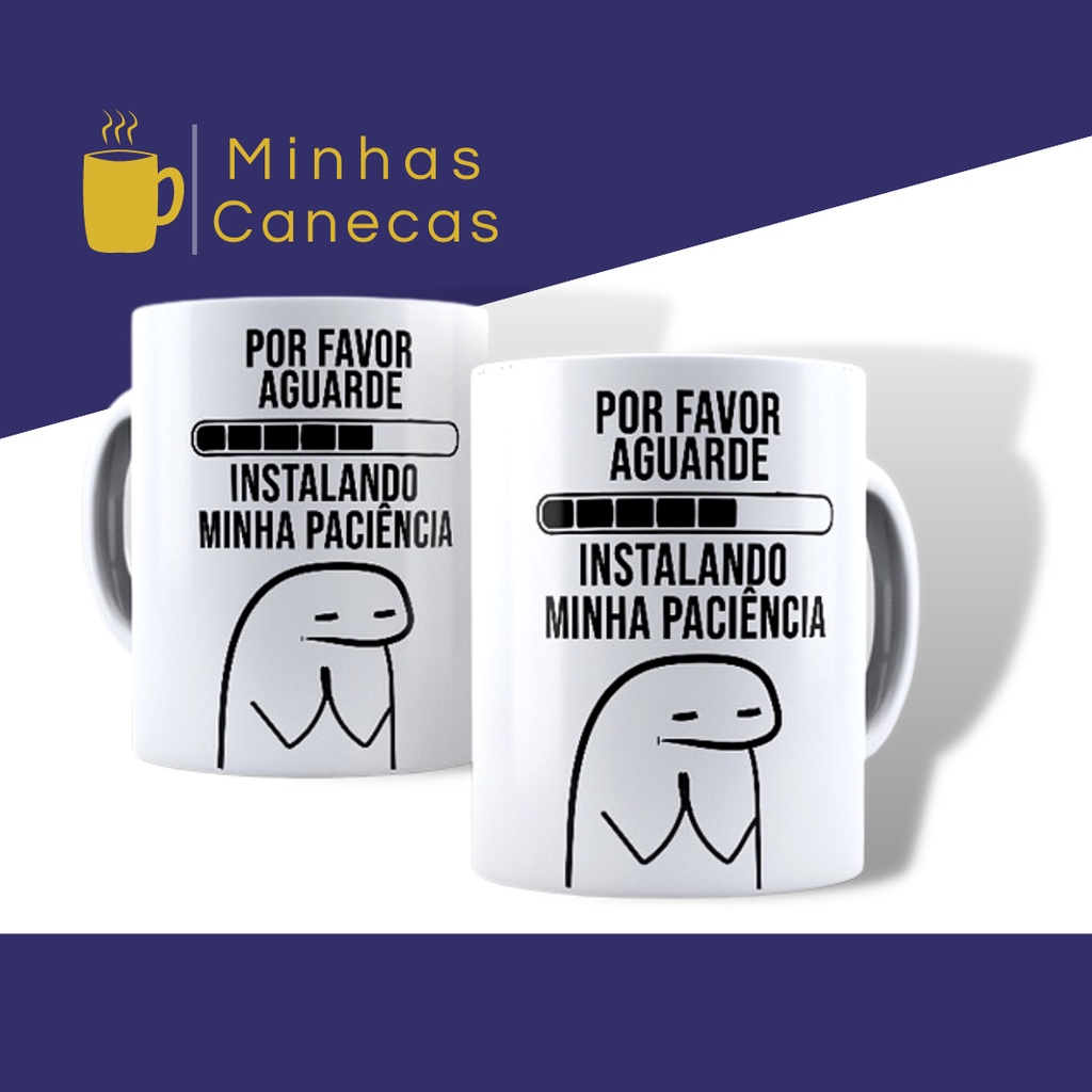 Caneca Flork Meme Instalando Minha Paciência - Xicara Boneco Palito Sticker  Divertida Engraçada